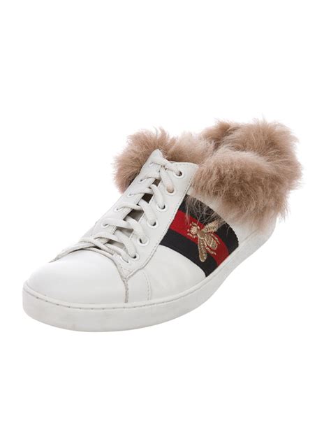 gucci ace sneakers with fur.